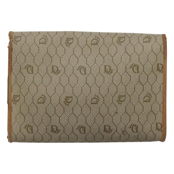 DIOR Honeycomb Canvas Chain Shoulder Bag Pvc Leather Beige - Picture 3 of 12